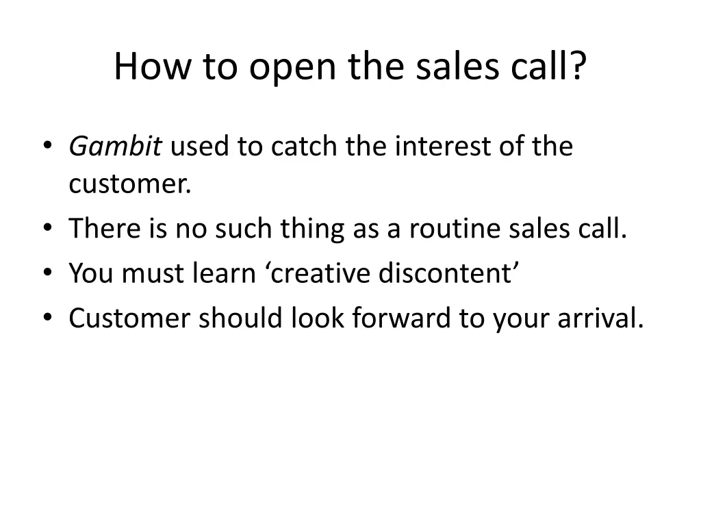 how to open the sales call