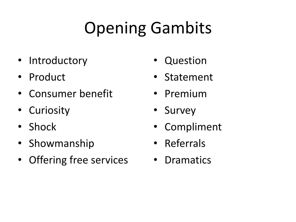opening gambits