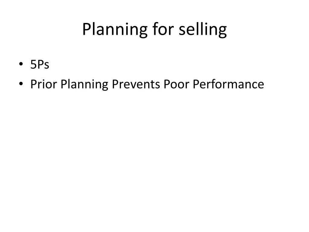 planning for selling