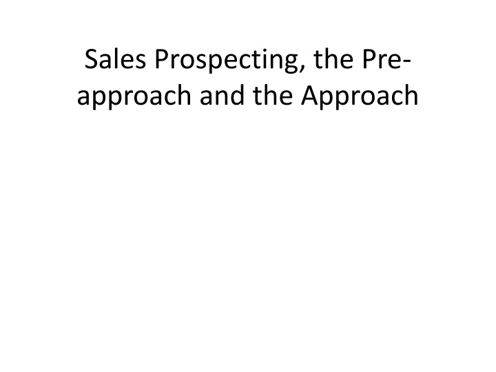 sales prospecting the pre approach