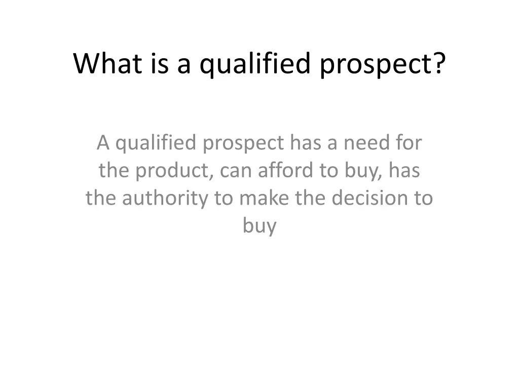 what is a qualified prospect