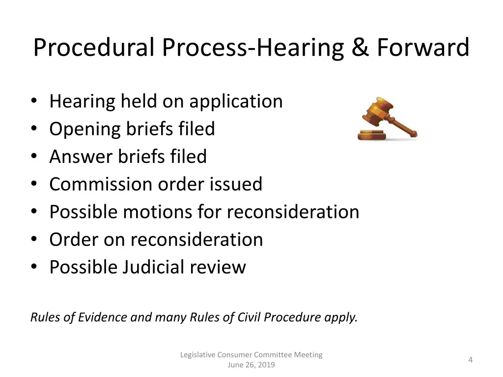 procedural process hearing forward