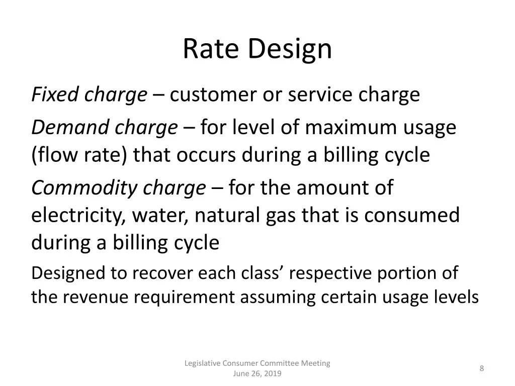 rate design
