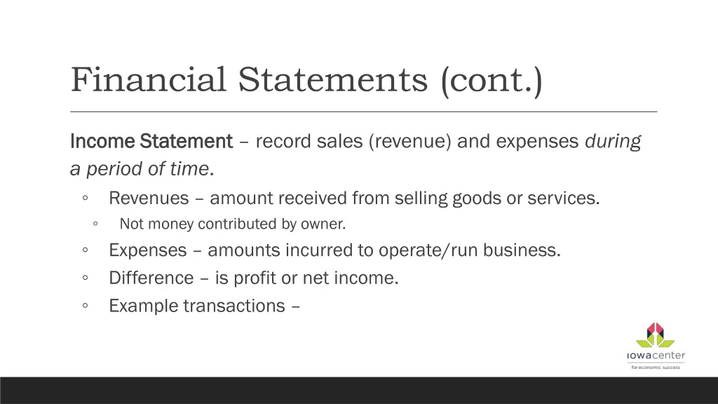 financial statements cont