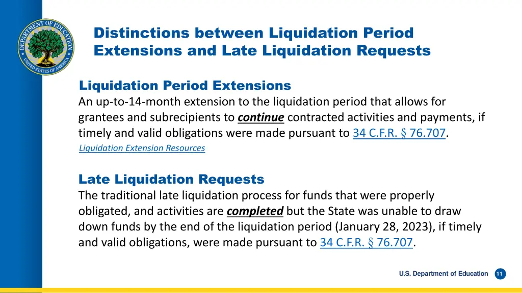 distinctions between liquidation period