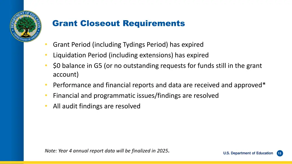 grant closeout requirements