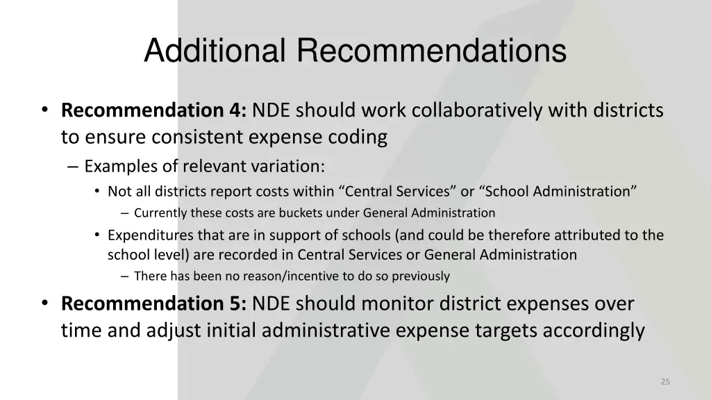 additional recommendations