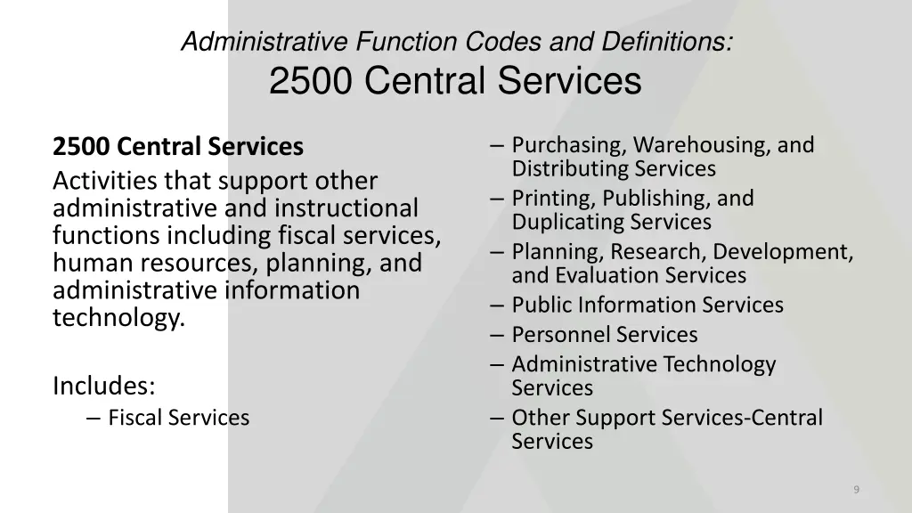 administrative function codes and definitions 2