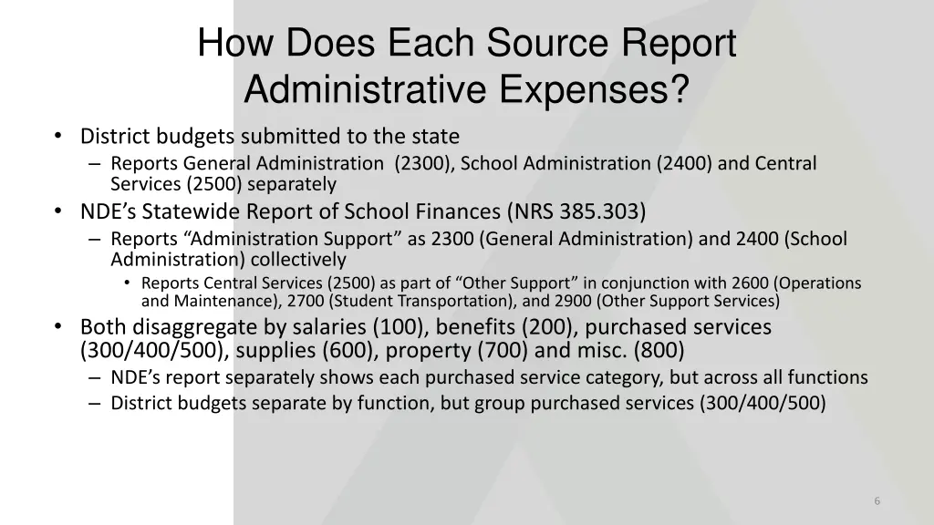 how does each source report administrative