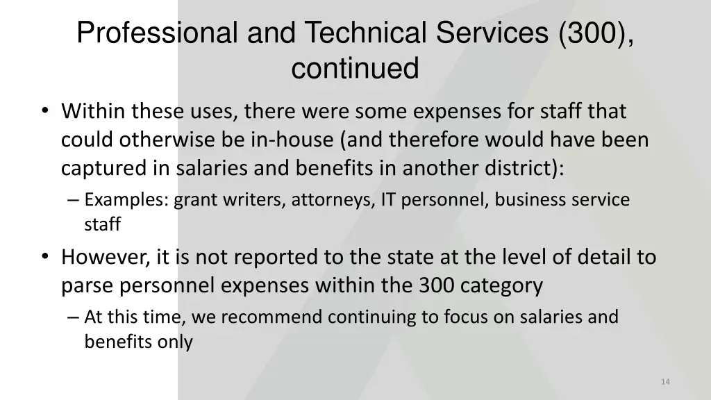 professional and technical services 300 continued