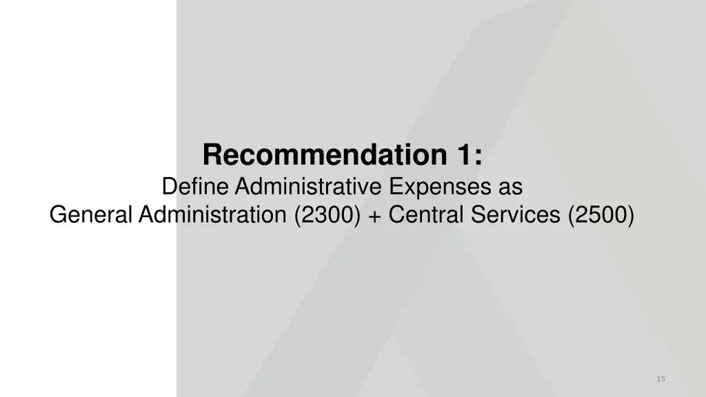 recommendation 1 define administrative expenses