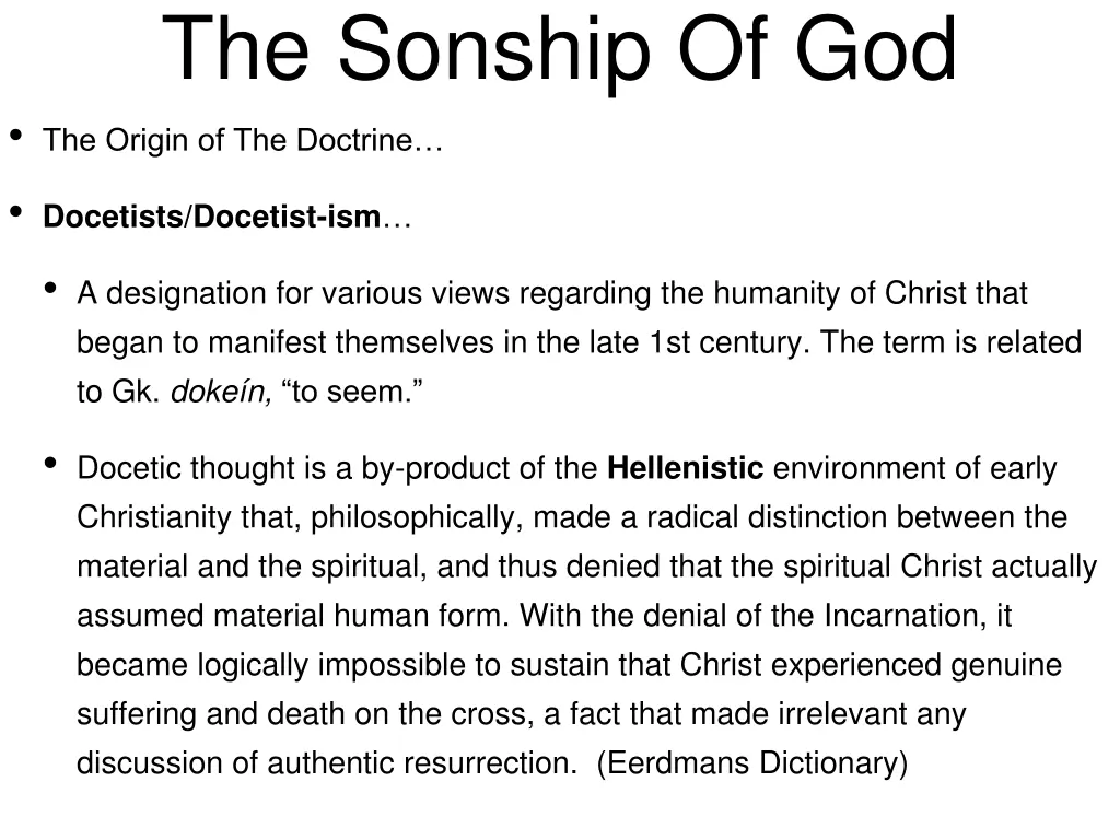 the sonship of god the origin of the doctrine