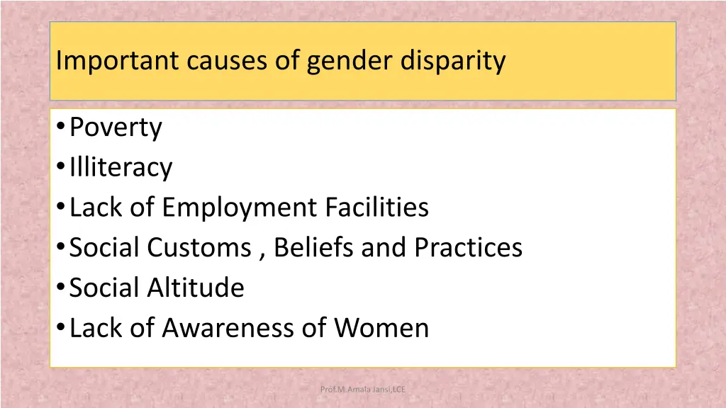 important causes of gender disparity