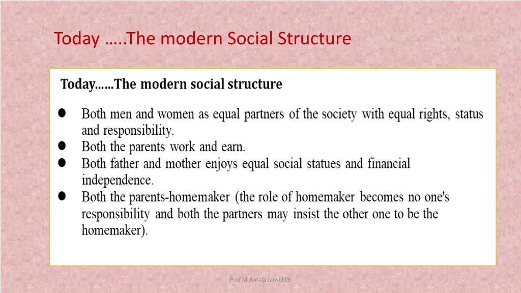 today the modern social structure