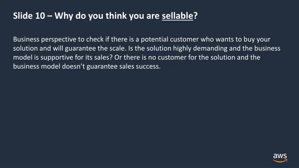 slide 10 why do you think you are sellable