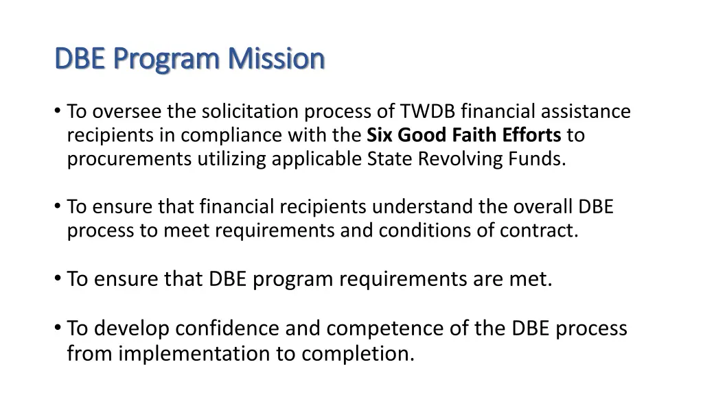 dbe program mission dbe program mission 1