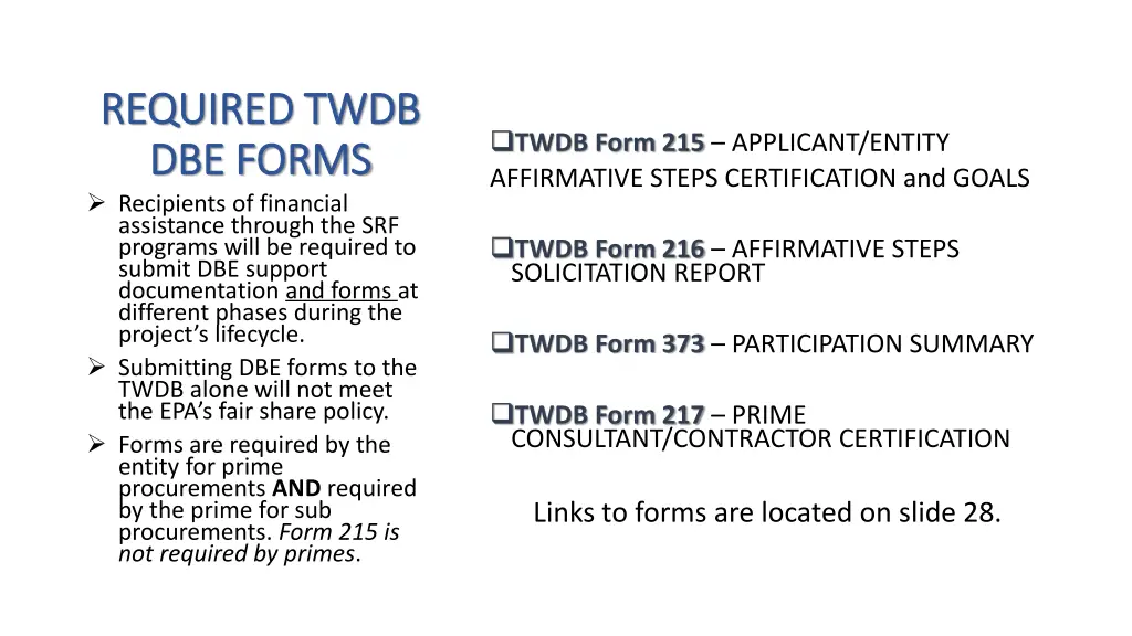 required twdb required twdb dbe forms dbe forms