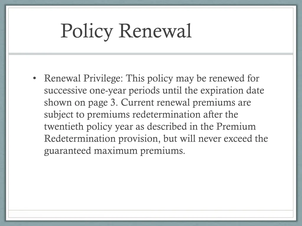 policy renewal