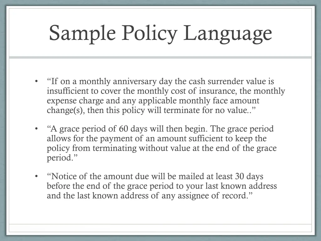 sample policy language