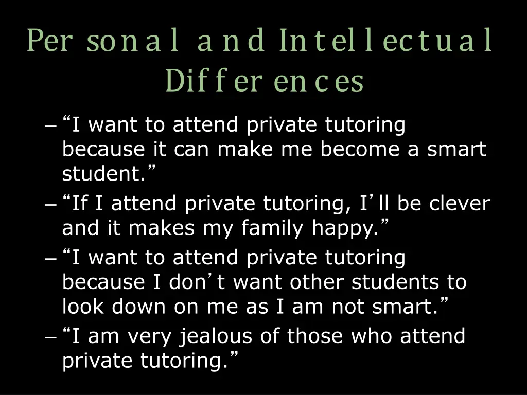 per sona l a nd intel l ectua l dif f er ences