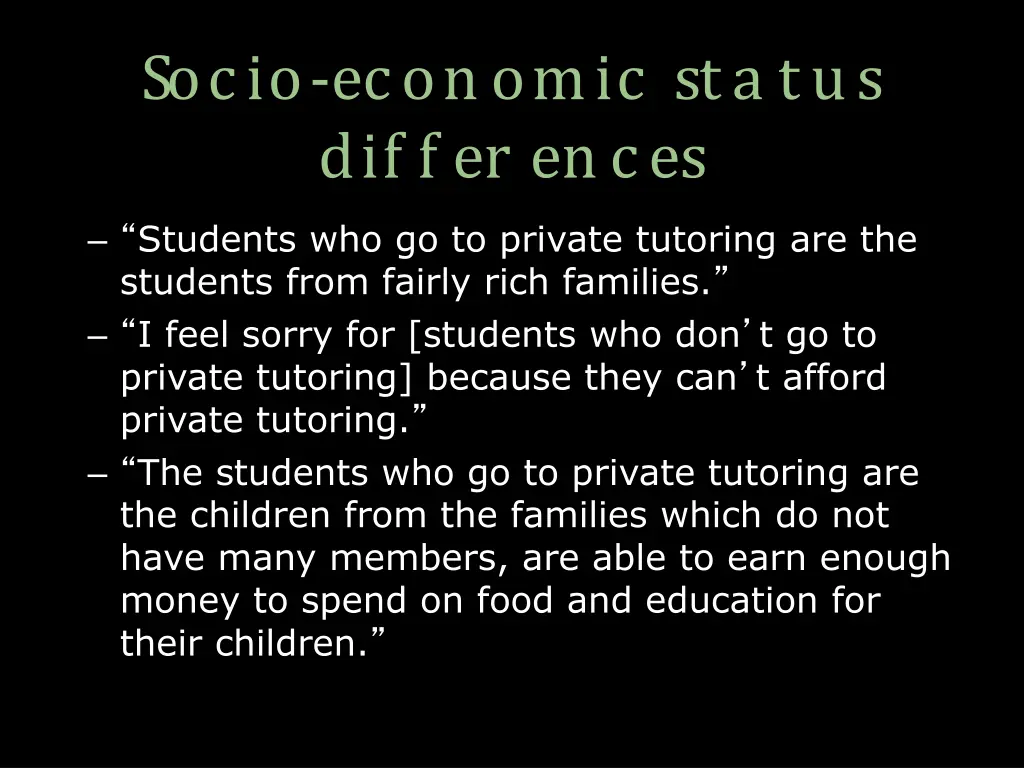 socio economic sta tus dif f er ences