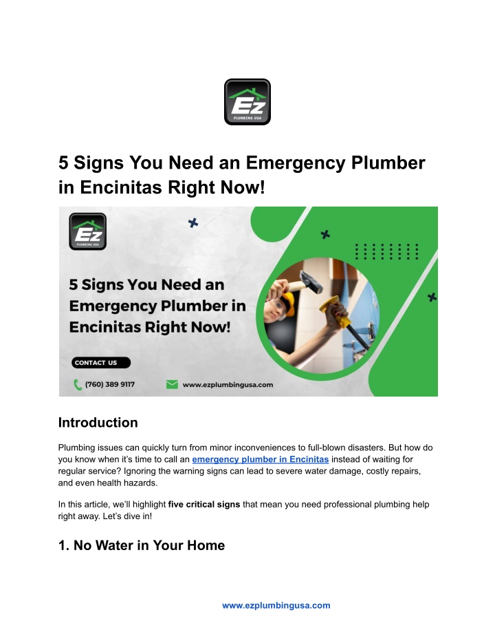 5 signs you need an emergency plumber