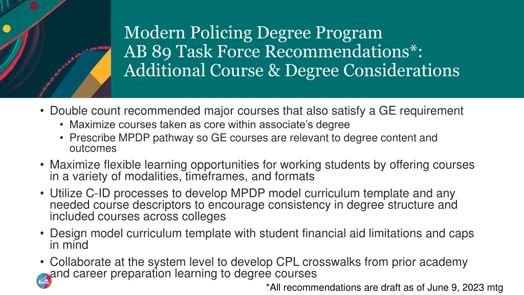 modern policing degree program ab 89 task force 1