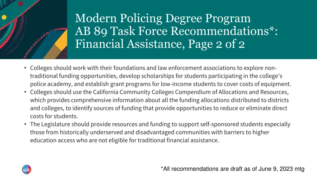 modern policing degree program ab 89 task force 11