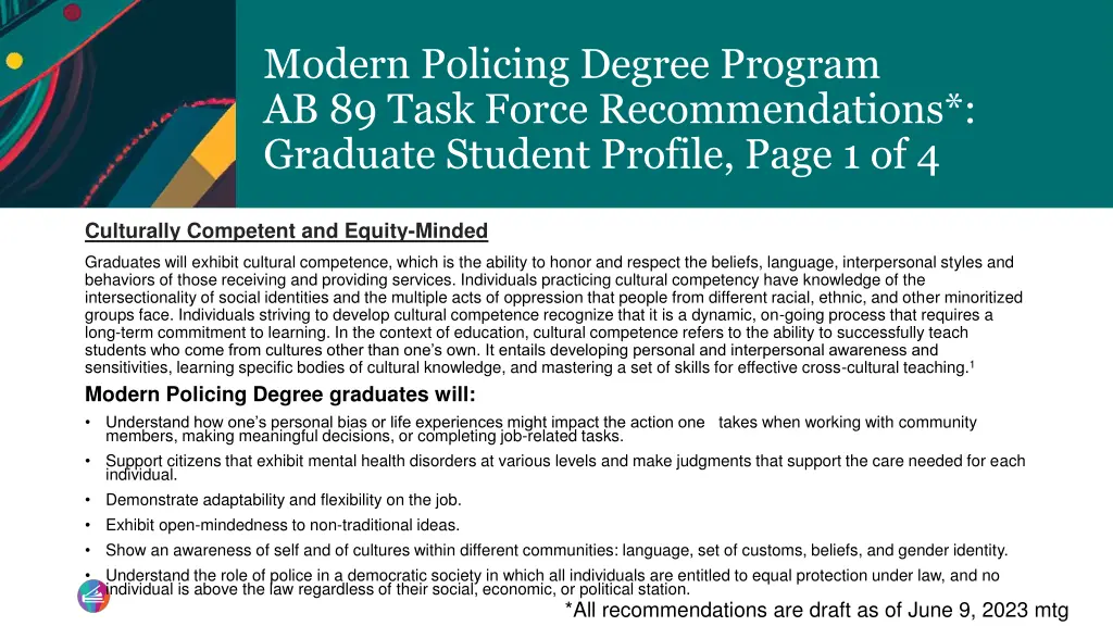 modern policing degree program ab 89 task force 12