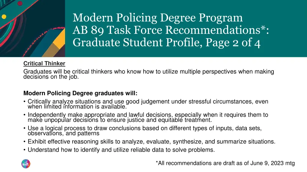 modern policing degree program ab 89 task force 13