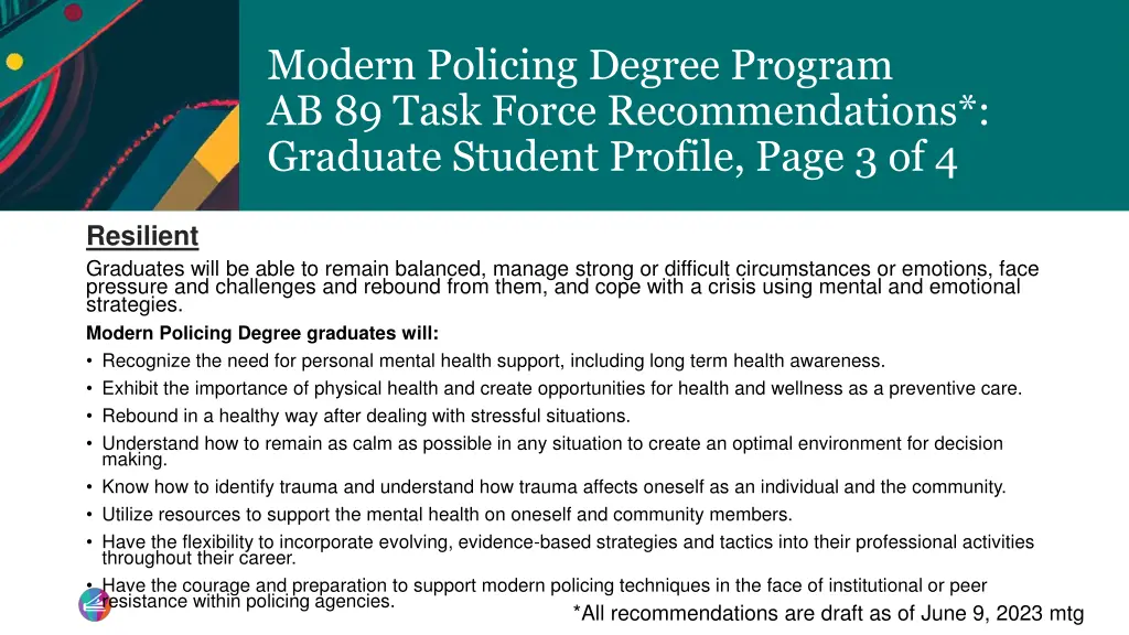 modern policing degree program ab 89 task force 14