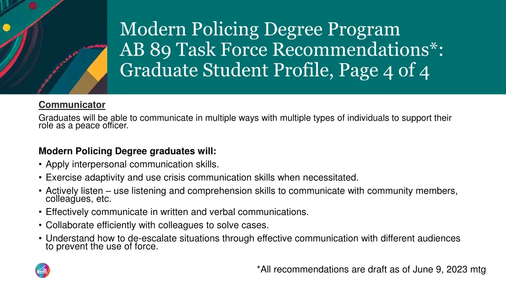 modern policing degree program ab 89 task force 15