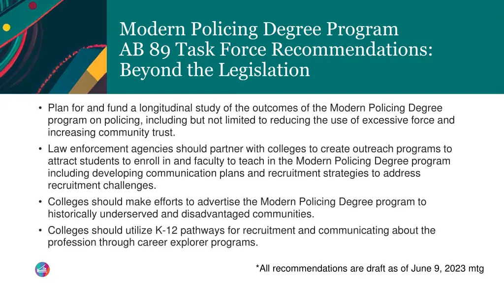 modern policing degree program ab 89 task force 5