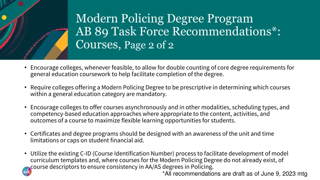 modern policing degree program ab 89 task force 7