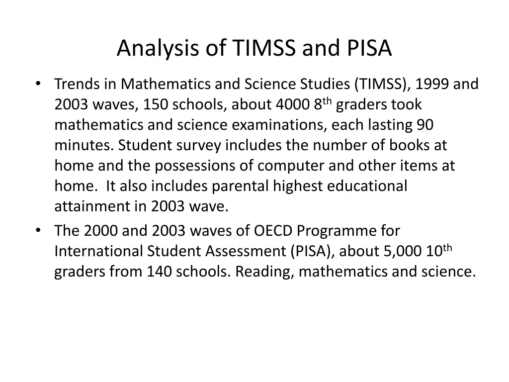 analysis of timss and pisa
