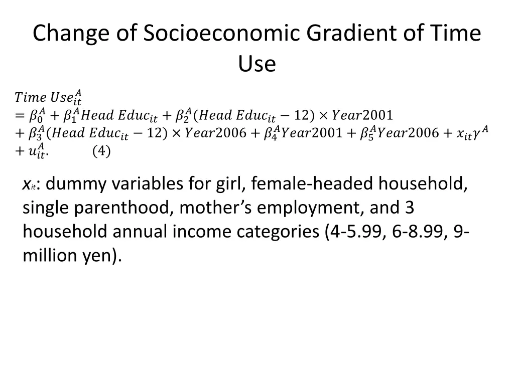 change of socioeconomic gradient of time use
