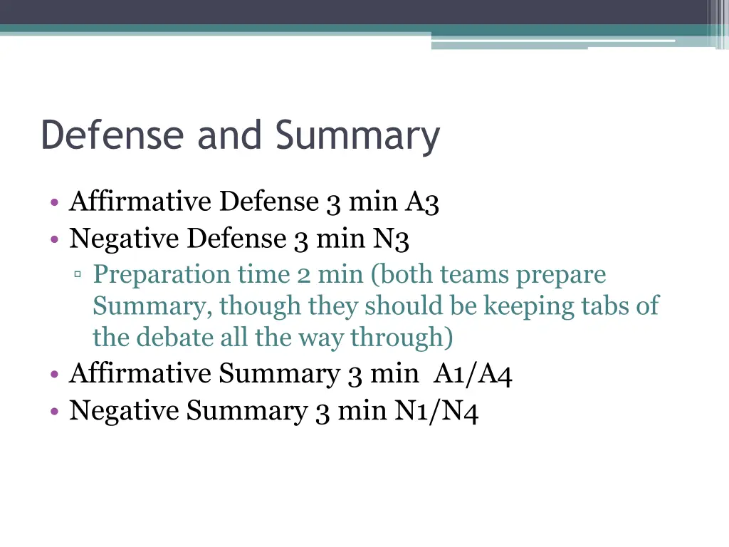 defense and summary