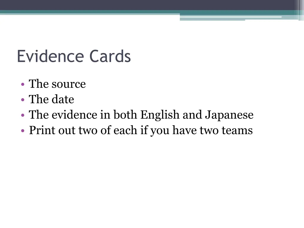 evidence cards