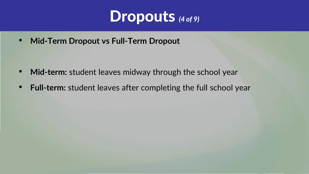 dropouts 4 of 9