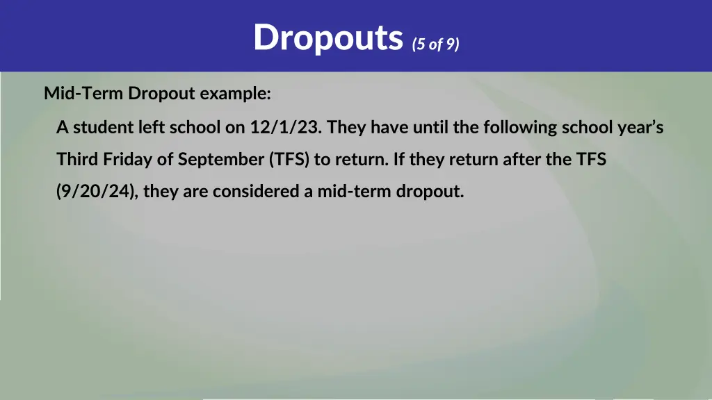 dropouts 5 of 9