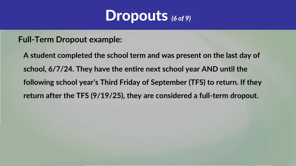 dropouts 6 of 9