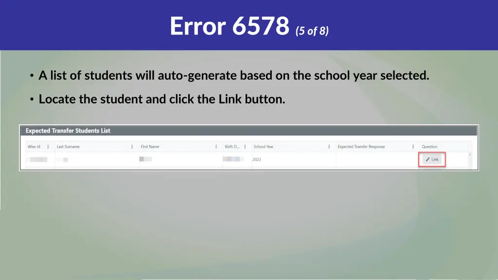 error 6578 5 of 8