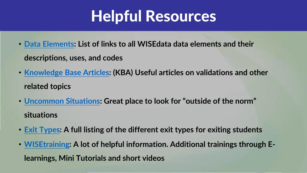 helpful resources