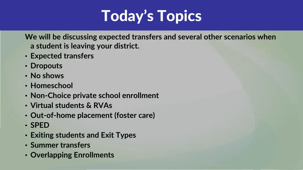 today s topics