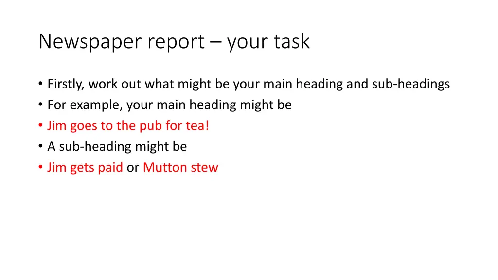 newspaper report your task