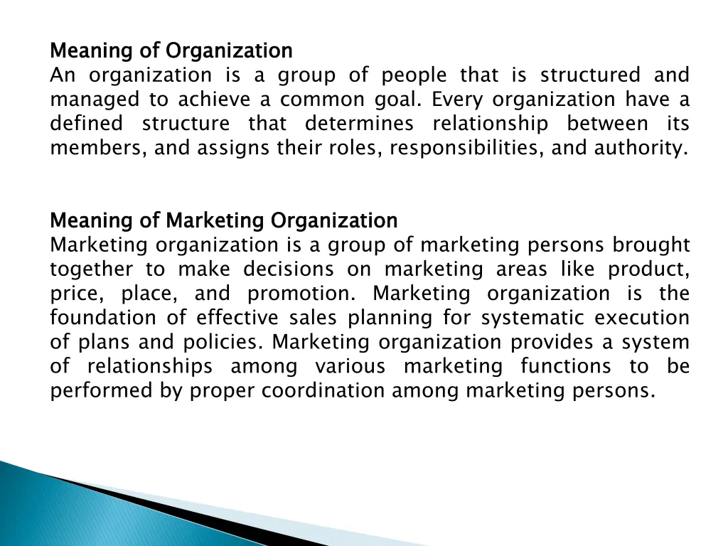 meaning an organization is a group of people that