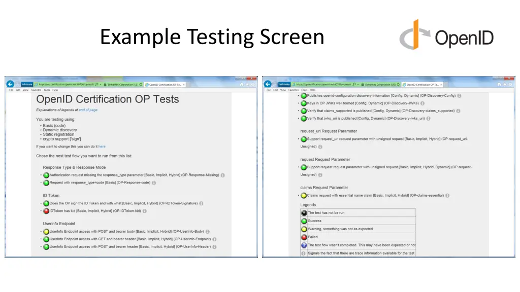 example testing screen