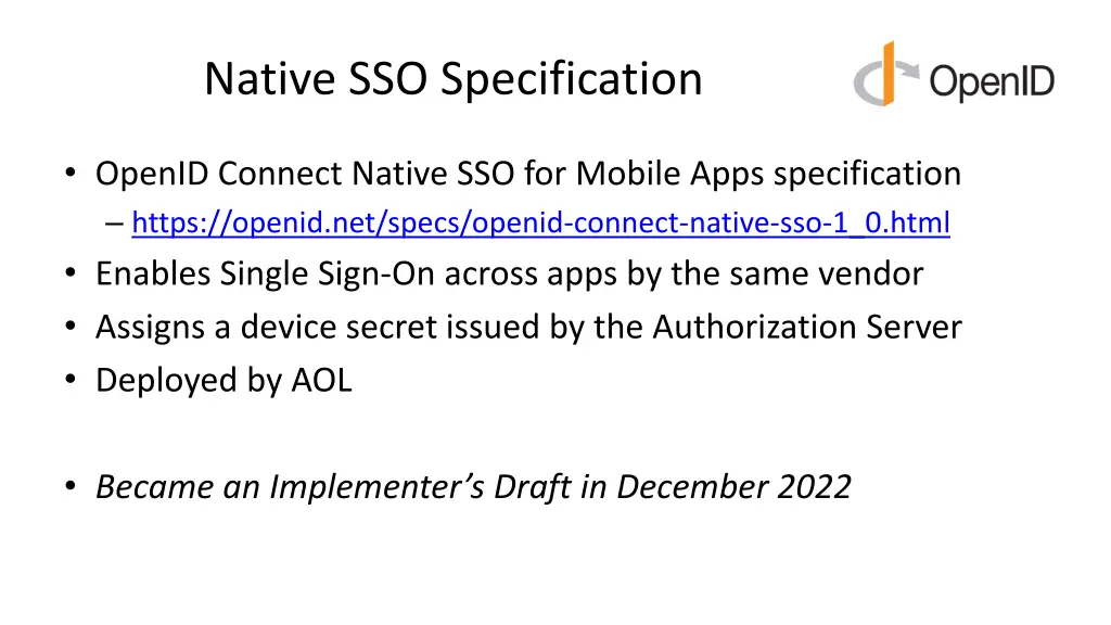 native sso specification