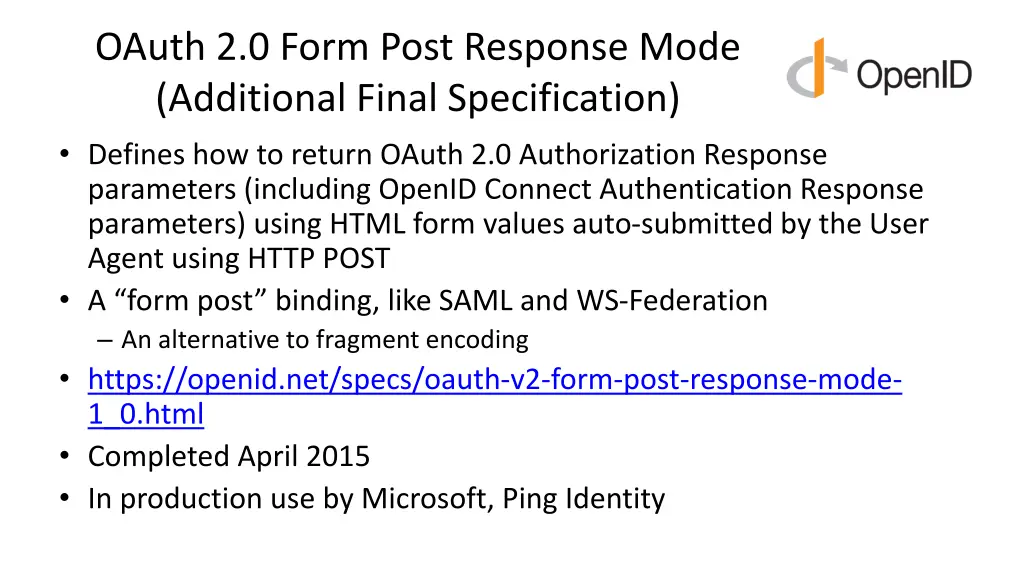 oauth 2 0 form post response mode additional