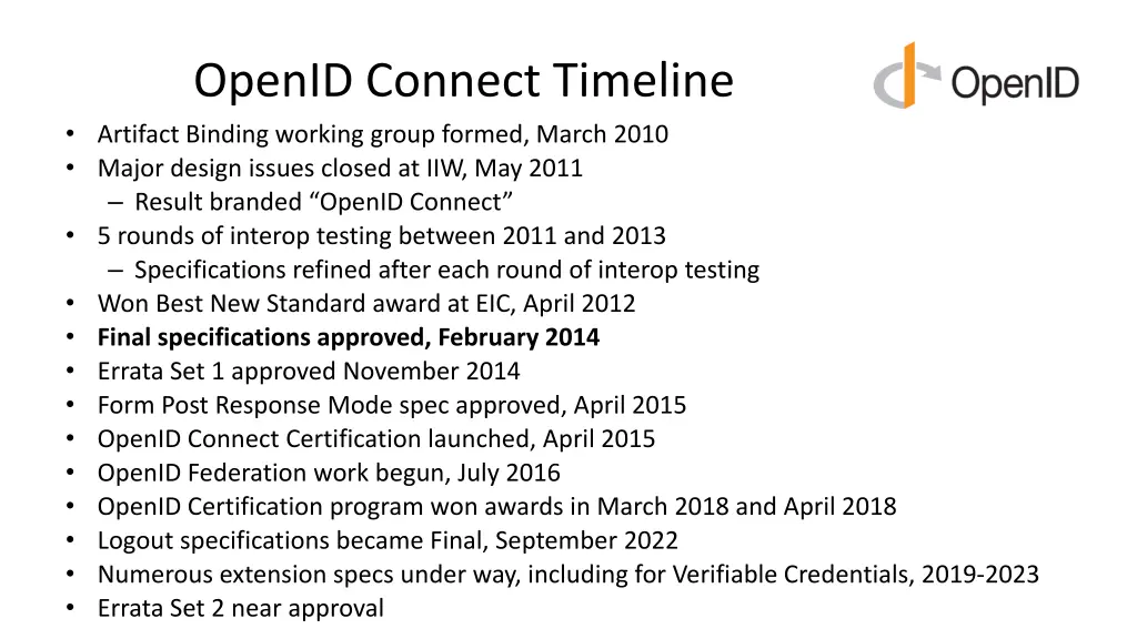 openid connect timeline artifact binding working